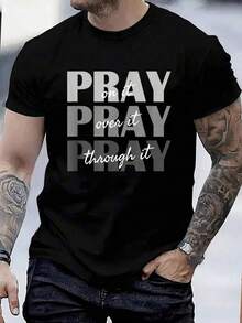 Camiseta de fe cristiana 100% algodón con estampado 'Réspiralé por ello, oré sobre ello, oré a través de ello', para hombre y mujer, camiseta gráfica informal de moda de manga corta. - Negro - Ver 8
