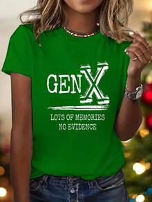 Women's Fashion Casual T-Shirt Plus Size 0-8XL, Unique Design, Modern Base Layer For Everyday Wear, Comfortable Fit, Gen X Graphics, Unisex, Ideal For Parties, Concerts And Casual Wear - Great Birthday Gift For Friends (195 Characters) - 綠色的 - 查看 6