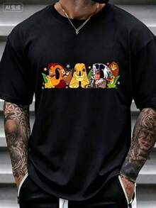 This Casual T-Shirt Features A Simple Print, A Round Neck, And Short Sleeves. The Classic, Basic Design Is Universally Flattering, And The Loose, Relaxed Fit Feels Comfortable And Breathable. The Fine, Soft Texture Is Soft Against The Skin And Breathable, So It Won't Pill Or Lose Its Shape Over Time. The Subtle, Elegant Print Design Is A Must-Have For Summer. This Versatile Piece Pairs Perfectly With All Kinds Of Bottoms-You Can't Go Wrong. - 黑色 - 查看 7
