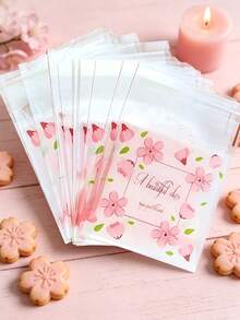 50/100pcs Floral Leaf Self-Sealing Gift Bags, Exquisite Plant Print Transparent Plastic Bags, Easy To Seal And Store, Suitable For Candy, Cookies And Snack Packaging, Perfect For Wedding, Birthday, Graduation And Various Holiday Gift Packaging, Essential Bags For Holiday Cookies And Candy - Multiple Styles - View 5