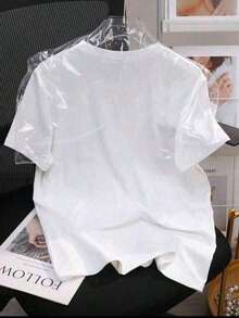Women's Blouses Men's T-Shirt With Design - Heart And Cookie Print Soft And Breathable Polyester Fabric, Round Neck For Casual Wear And Boss-Themed Clothing Gift Suitable For Spring, Summer And Autumn - 白色 - 查看 2