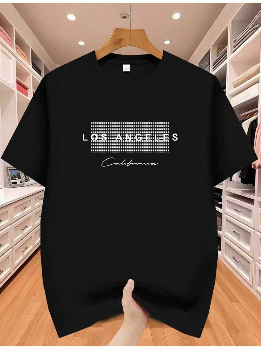 Camiseta unisex de manga corta, de alto rendimientoHombresSecado rápidoTranspirableManga cortaCamisetaconLOSÁNGELESMinimalistaCartaImprimir,VersátilInformalAl aire libreTee,DisponibleenMúltiplePlayeras de coloreshombre, , , Dazymujer,romwehombres, bohochic,maestrasregalos,camisetaparaconjuntos de mujercon curvasparamu,y2k, - Negro - Ver 1