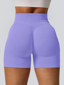 NcmRyu Women's Seamless Versatile Tight Fit Running Workout Training Fitness Shorts Sports - Purple - View 8