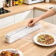 1/2pcs Kitchen Cling Film Cutter, Magnetic Plastic Wrap Dispenser With Cutting Function, Food Preservation Packaging Dispenser, Foil Dispenser, Cling Film Cutter, Suitable For Kitchen, Dining Room, Kitchen Accessories, Kitchen Supplies, Kitchen Tools - White - View 2