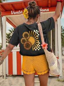 Women's Plus Size Short Sleeve T-Shirt With Round Neck, Loose Fit, Casual - 深灰色 5 - 查看 4