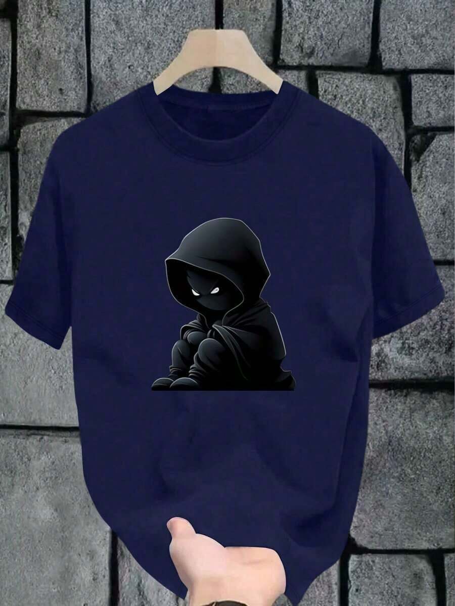 Manfinity Dauomo Men's Casual Short Sleeve Crew Neck T-Shirt With Dark Souls Graphic Print, Spring/Summer - 粉色 - 查看 1