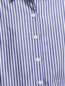 Camisa de mujer de manga larga a rayas, de un solo pecho, casual y versátil para uso diario - Azul y blanco - Ver 4