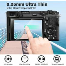 适用于 PowerShot SX740 HS/SX730 HS 相机的 3 片装屏幕保护膜,0.3mm 高清 9H 硬度光学液晶优质玻璃材质,防刮擦,超薄贴合,触控灵敏 - 查看 5