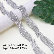 1 Yard Glass Diamond Minimalist Hot Melt Glue Decorative Trim, Willow Wave Design, Suitable For Hair Accessories, Clothing, Bags, Shoes Decoration, Craft Art Supplies - Willow Leaves - View 14