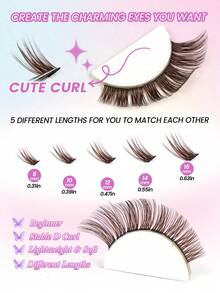 MAANGE 160pcs Brown Cluster Eyelashes, Soft & Charming Fluffy, Multi-Length Cluster, Suitable For Beginners Eye Makeup, Cluster Eyelashes, Individual Lashes, False Eyelashes - D - View 9