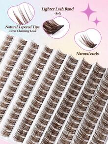 MAANGE 160pcs Brown Cluster Eyelashes, Soft & Charming Fluffy, Multi-Length Cluster, Suitable For Beginners Eye Makeup, Cluster Eyelashes, Individual Lashes, False Eyelashes - D - View 10