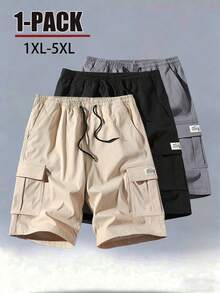 1 buah Celana Pendek Kargo Longgar Kasual Fashion Ukuran Besar Pria untuk Olahraga Luar Ruangan, Panjang Sedang - Khaki - View 1