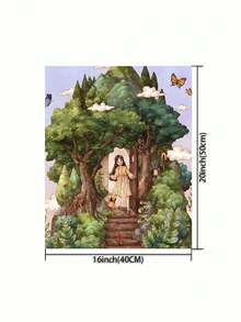 一套DIY数码油画套装 - 树木艺术，个性化工艺品，无框艺术画套装，适用于卧室装饰和艺术墙，简单有趣的绘画，无需绘画基础，实现您的绘画梦想，沉浸在多彩的世界中，每一笔都是自我表达，为生活增添浪漫气息，送给家人和朋友的最佳礼物，节日礼物，40*50厘米 - 綠色 - 查看 3