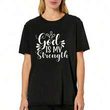 1 Piece Women's Casual Short Sleeve T-Shirt, Golf, Cocktail, Club Style, With Graphic Print, Round Neck, 180g 100% Cotton - 黑色 3 - 查看 1