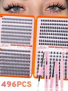 640pcs DIY Eyelash Extension Kit (30D+40D+50D+60D) - Includes Fake Lashes, Glue, Makeup Remover, Tweezers, Suitable For Professionals And Beginners, Convenient For Home Use, Eyelash Extension Starter Kit: Complete Set With Fake Lashes And Glue - Multicolor - View 11