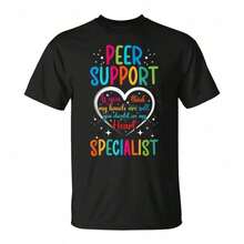 Peer Support Specialist - Peer Recovery Support T-Shirt (Heart) Unisex - Black - View 1
