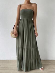 Casual - Casual moderno Casual-Mujer sin tirantes - Verde militar - Ver 1