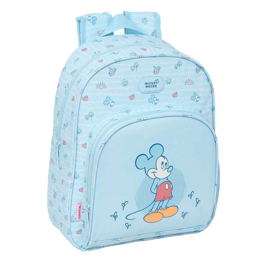 Safta Disney 迪士尼米奇老鼠兒童書包,可搭配拉桿箱(不含拉桿箱),符合人體工學的加厚肩帶,大容量前置口袋和水壺袋,頂部提手,淺藍色,均碼 - 免費配送 ✅ 西班牙大陸地區 24/48 小時送達 - 選項 4 - 查看 1