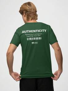 Aveloz Authenticity Men's T-Shirt, Comfortable, 100% Cotton - 墨綠色 - 查看 2