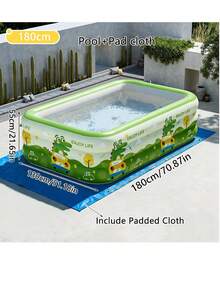 Bể bơi bơm hơi hình chữ nhật gia đình, làm từ chất liệu PVC bền, phù hợp cho các buổi tụ họp gia đình, tiệc mùa hè và thư giãn tại sân vườn - không cần điện, thiết kế bền bỉ và dễ di chuyển - A - Xem 13