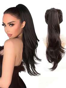 Fashion Long Wig For Women, Blonde Wavy High Ponytail Clip-On Hair Extension - Multicolor - View 13