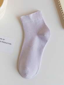 5 pares de calcetines de unicolor mixto hasta el tobillo, calcetines casuales suaves, calcetines cortos básicos y cómodos para mujeres, calcetines básicos simples para estudiantes - Multicolor - Ver 11