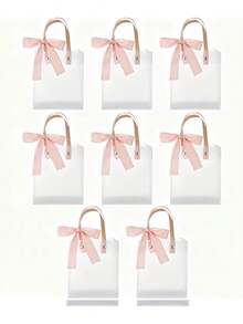 Matte Plastic Gift Bags With Sturdy Handles And Ribbon Bow - Reusable Celebration Bags For Weddings, Christmas, Birthday Parties, Events - Bulk Packs Suitable For Hotel Guests, Gift Bags - Multicolor - View 6