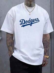 Dodgers T-Shirt, 1 Unit, 220 Grams, 100% Cotton T-Shirt With Digital Print, Baseball Style, Casual T-Shirt For Men, Sporty Design For Summer, Urban Clothing, For Baseball Fans. - 白色 - 查看 8