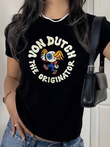 An Eye With Wings Symbolizes The Freedom To See Beyond Limits And The Creative Power That Drives The Adventurous Spirit At Every Stage Of Life. A Modern, Comfortable, Casual Women's T-Shirt For Everyday Wear. - 黑色 - 查看 1