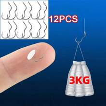 12 chiếc lưỡi câu tự động lật bền bỉ bằng thép carbon cao cấp có khoen, chống trượt, lưỡi câu sắc bén có ngạnh, phụ kiện câu cá. - Nhiều màu - Xem 6