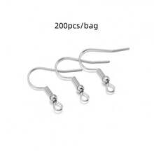 100/200pcs/Pack Iron Earring Hooks, Spring Earring Hooks With Beads, Minimalist Earring Findings, DIY Jewelry Making Earring Components - Ear Hooks - View 18