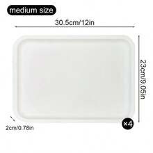 4pcs Reusable Breakfast Serving Trays, Rectangular Service Platters, Fruit Plates, Tea Trays, Dessert Dishes, Coffee Cup Holders, Decorative Snack Trays, Bread Plates, Kitchen Supplies, Catering Accessories, Ideal For Weddings, Parties, Kitchens, Holidays - Multicolor - View 9