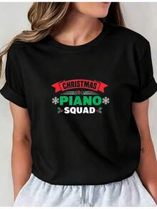 Camiseta Deportiva Casual para  con Diseño PIANO - Camiseta Elástica de Cuello Redondo, Lavable aáquina, Ajuste Cómodo y Perfecta para Todas las Estaciones. - Negro - Ver 6