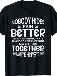 Camiseta de talla grande para mujer, cuello redondo, con frases inspiradoras sobre la abuela, la familia y el amor. Nadie puede ocultar el dolor. Una mejor camiseta, de manga corta para mujer de talla grande, disponible en tallas 1XL-5XL. - Negro - Ver 2