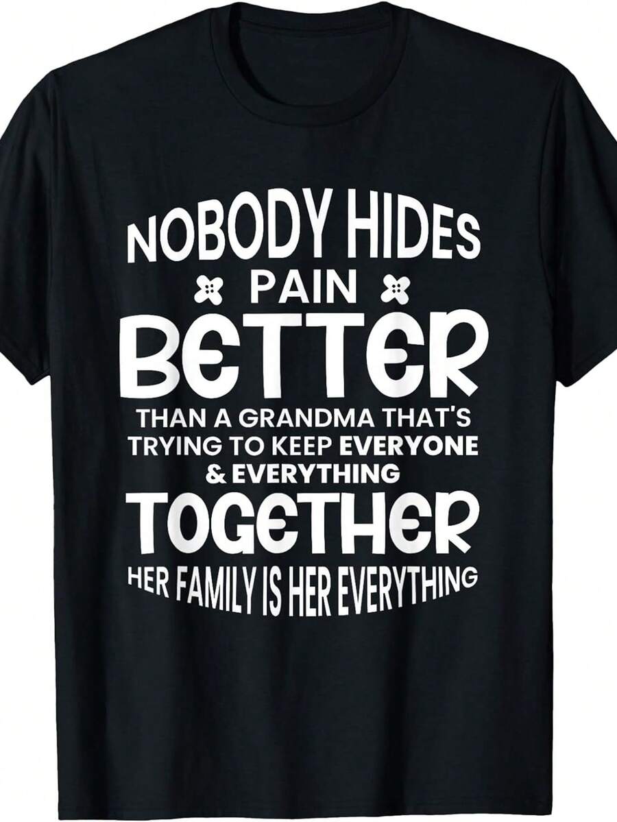 Camiseta de talla grande para mujer, cuello redondo, con frases inspiradoras sobre la abuela, la familia y el amor. Nadie puede ocultar el dolor. Una mejor camiseta, de manga corta para mujer de talla grande, disponible en tallas 1XL-5XL.