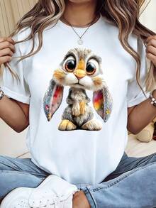 Nueva Camiseta Deportiva Casual para Mujer - Cuello Redondo - Refrescante, Transpirable y Lavable a Máquina, Hecha de 100% Pureza. Un Imprescindible para el Uso Diario, Manga Corta Fácil y Elegante Adecuada para Primavera, Verano, Otoño e Invierno - Blanco - Ver 2