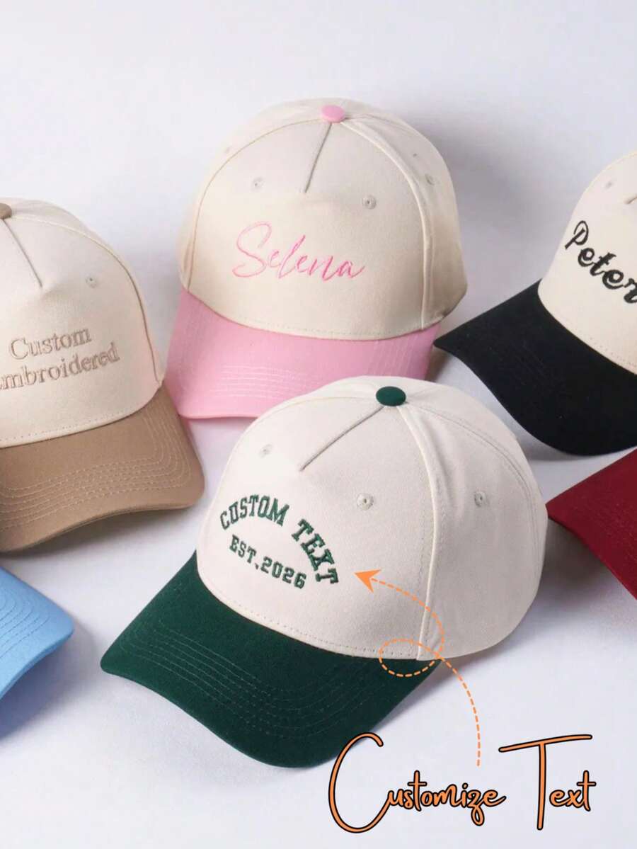 1pc Personalized Embroidered Trucker Hat, Customizable Text Baseball Cap, Vintage Distressed Dad Hat, Adjustable Unisex Casual Cap, Retro Streetwear Hat, Y2K Fashion Baseball Cap, Birthday Gift, Snapback - Multicolor - View 1