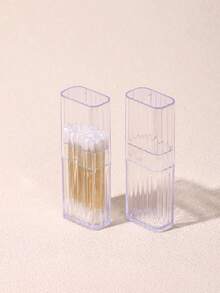 3pcs/Set Square Acrylic Toothpick Holder, Transparent Storage Box, Small Jewelry Organizer, Swab Dispenser, Flip-Top Swab Organizer, Plastic Box For Swabs, Toothpicks, Dental Floss, Suitable For Bathroom, Desk, Vanity, Portable, Dust-Proof, Household, Makeup Tools, Carry-On - Multicolor - View 10