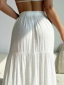 Conjunto de verano para mujeres, covertor de gasa con falda en unicolor - Blanco - Ver 3