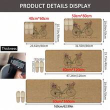 1pc Bicycle Pattern Printed Linen Kitchen Rug, Carpet, Mat, Bathroom Mat, Doormat, 3D Printed Rectangular, Suitable For Living Room, Bedroom, Hallway, Bathroom, Laundry Room - Polyester Carpet, Suitable For Indoor And Outdoor Home Decor - Multicolor - View 11