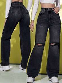 ICON Jeans boyfriend de cintura alta y rotos - Negro 2 - Ver 12