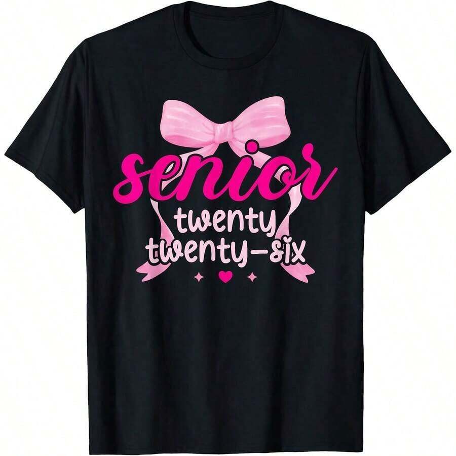 Cute Unisex Premium Casual T-Shirts, "Super Proud Aunt Of 2026" Graduation Family T-Shirt, Comfortable Loungewear, Everyday Fashion, Party T-Shirt, Unisex Style, Gift T-Shirt, Sizes S - XXXXL, Black - 黑色 1 - 查看 1