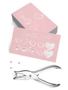 50pcs Pink Heart Loyalty Punch Cards, Blank Customer Reward Cards For Small Business, Perfect For Boutiques, Coffee Shops And Beauty Salons - Loyalty Card - View 6
