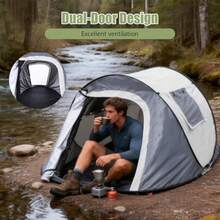 Gugxiom Tienda de campaña emergente Tienda emergente Impermeable Tiendas de campaña para Exteriores diseño de Doble Puerta para Acampar Hacer Senderismo y Viajar - como en la imagen - Ver 7