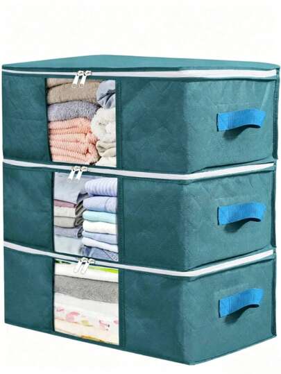 Bộ 3 túi đựng quần áo gia đình, túi đựng đồ gấp gọn tiện dụng để sắp xếp đồ đạc trong nhà, quần áo, chăn, áo len, ga trải giường, phòng ngủ, gối và tủ quần áo.