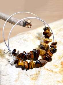 Pendientes de aro con piedras de colores asimétricos, pendientes de círculo grande exagerados, joyería de estilo de vacaciones de alta gama al por mayor - pendientes - Ver 6
