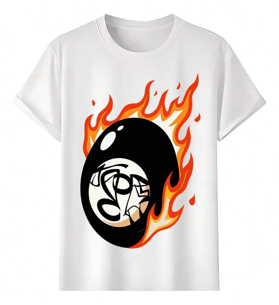 Burning Flame Ball T-Shirts - 白色 - 查看 1
