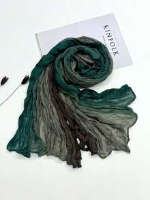1pc Fashion Pleated New Floral Colorblock Scarf, Autumn/Winter Stylish Decorative Shawl - Multicolor - View 6