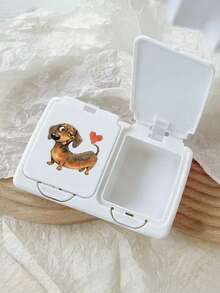 Cute Dachshund Pattern Pop-Up Double Layer Storage Box - Puppy Pattern Storage Box/Cute Desktop Organizer, Dust-Proof And Portable, Perfect For Storing Earrings, Jewelry, Swabs, Soft Pads And Beauty Supplies, Pop-Up Design, Combines Fashion "Style" Aesthetics - Absolutely A Back-To-School Essential And A Great Gift For Friends! - Multicolor - View 12