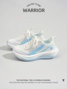 WARRIOR 1双女士系带运动鞋，时尚百搭舒适休闲户外跑步鞋 - 白藍色 - 查看 2